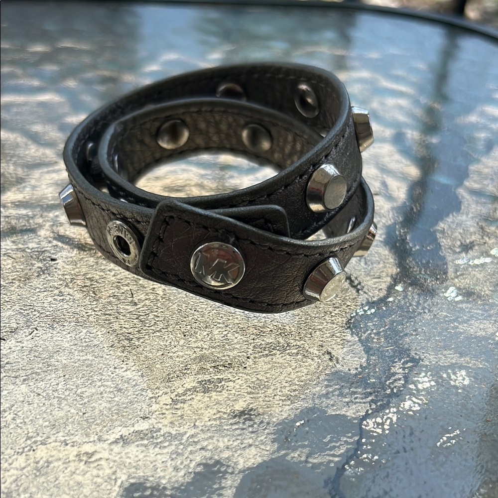 Michael Kors Black Leather Bracelet